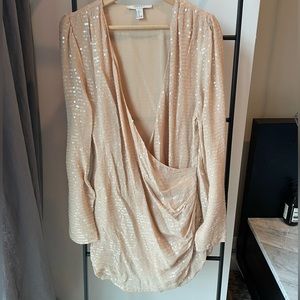 f21 contemporary champagne nude NYE dress